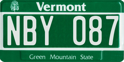VT license plate NBY087