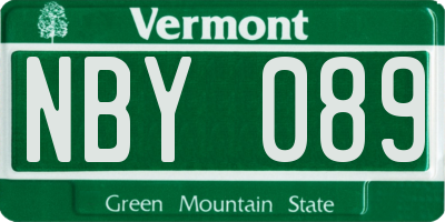 VT license plate NBY089