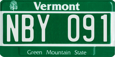 VT license plate NBY091