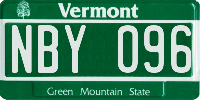 VT license plate NBY096