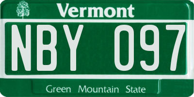 VT license plate NBY097