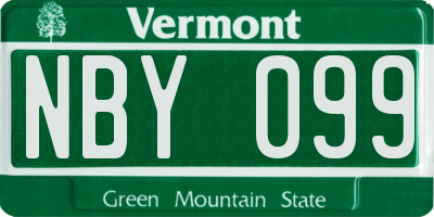 VT license plate NBY099