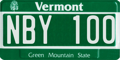 VT license plate NBY100
