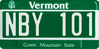 VT license plate NBY101