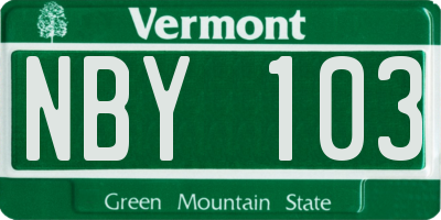 VT license plate NBY103