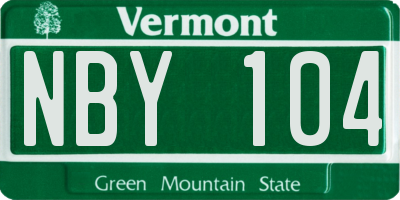 VT license plate NBY104
