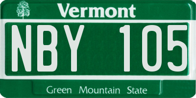VT license plate NBY105