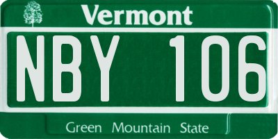 VT license plate NBY106
