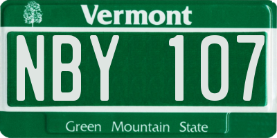 VT license plate NBY107