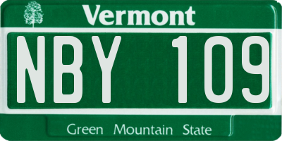 VT license plate NBY109