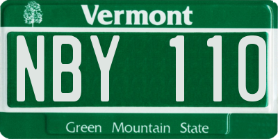 VT license plate NBY110