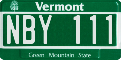 VT license plate NBY111