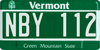 VT license plate NBY112