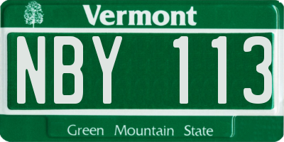 VT license plate NBY113