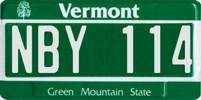 VT license plate NBY114