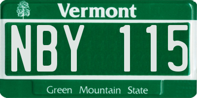 VT license plate NBY115