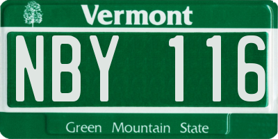 VT license plate NBY116