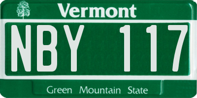 VT license plate NBY117
