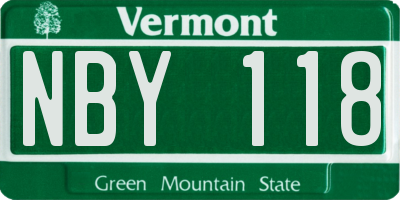 VT license plate NBY118