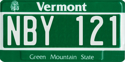 VT license plate NBY121