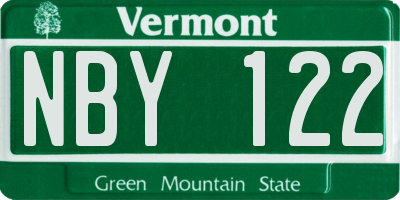 VT license plate NBY122