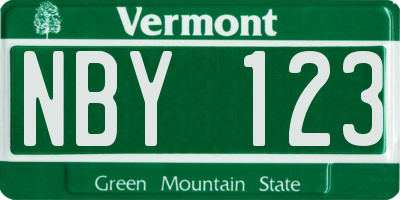 VT license plate NBY123