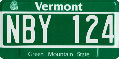 VT license plate NBY124
