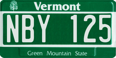 VT license plate NBY125