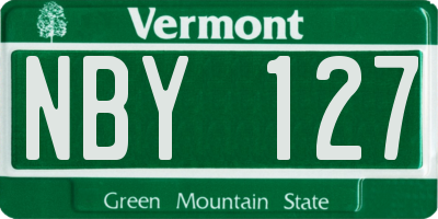 VT license plate NBY127
