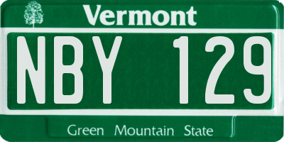 VT license plate NBY129