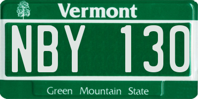 VT license plate NBY130