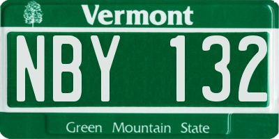 VT license plate NBY132