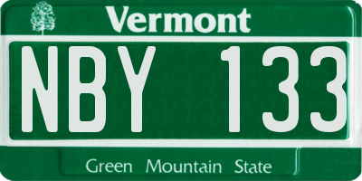 VT license plate NBY133