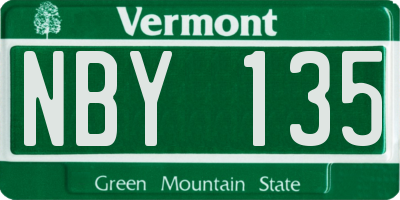 VT license plate NBY135