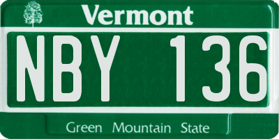 VT license plate NBY136