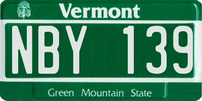 VT license plate NBY139