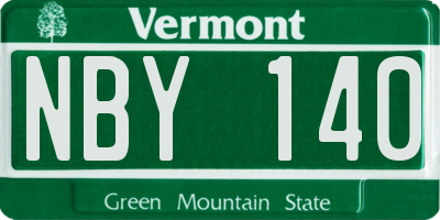 VT license plate NBY140