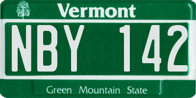 VT license plate NBY142