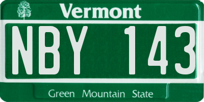 VT license plate NBY143