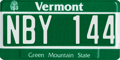 VT license plate NBY144