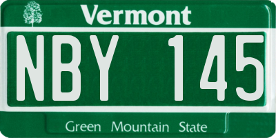VT license plate NBY145