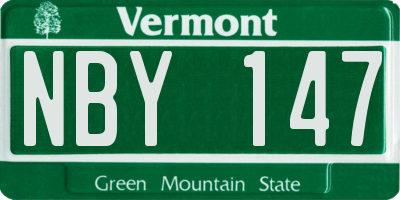 VT license plate NBY147