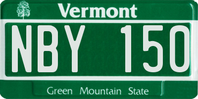 VT license plate NBY150