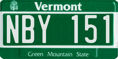 VT license plate NBY151