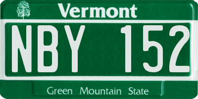 VT license plate NBY152