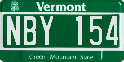 VT license plate NBY154