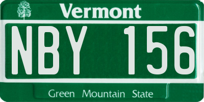 VT license plate NBY156