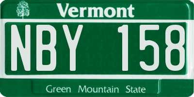 VT license plate NBY158