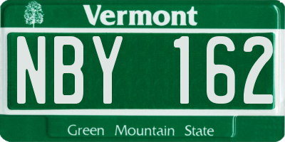 VT license plate NBY162