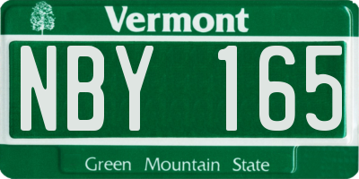 VT license plate NBY165